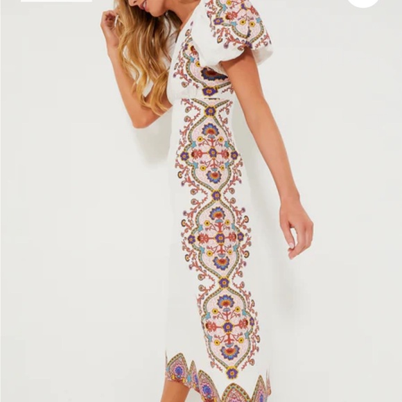 Tuckernuck White Midi Dress with Multicolor Embroidery - Picture 2 of 5